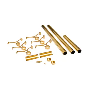 Outwater 20' Bar Foot Rail Kit - Complete Undercounter Mount Hardware and Tubing, Brass Finish