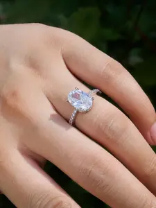 3CT Oval Cut CZ Engagement Ring - Saddle and Round CZ Design - Elegant Engagement Wedding Rings for Women Size 5-10 - Perfect Gift for Her - Gold Jewelry/Anniversary Gift for Girlfriend Wife Best Friend