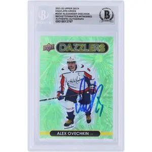 Alexander Ovechkin Washington Capitals Autographed 2021-22 Upper Deck Green Dazzlers #DZ-47 Beckett Fanatics Witnessed Authenticated Card - Fanatics Authentic Certified