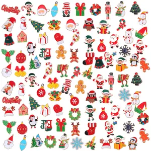 100pcs Christmas Pins, Santa Snowman Tree Snowflake Winter Xmas Pins Holiday Enamel Lapel Brooch Badge For Clothes Bags Hats Accessories, 50 Styles
