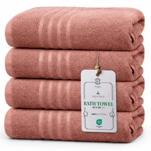 HomeBurg Core 4-Piece Bath Towel Set Soft Cotton, Absorbent, Gentle on The Skin, 60 x 135 cm