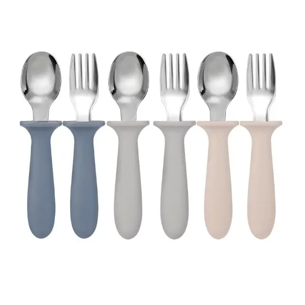 Halloween Fall Gift 6 Pieces Toddler Utensils, Kids Silverware Set with Silicone Handle, Children Safe Spoons and Forks, Food-grade Silicone - Dishwasher Safe