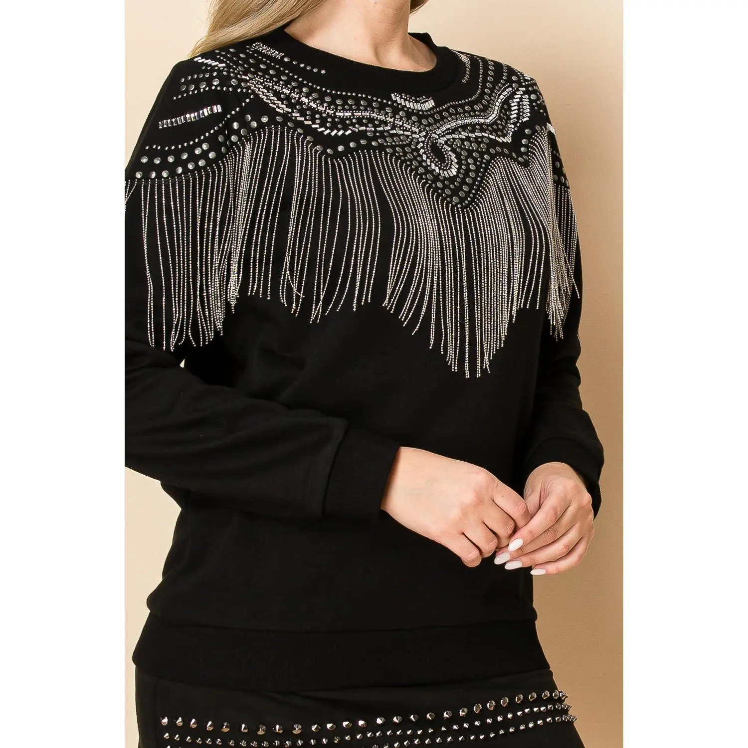 Stones & Metal Fringe Sweatshirt