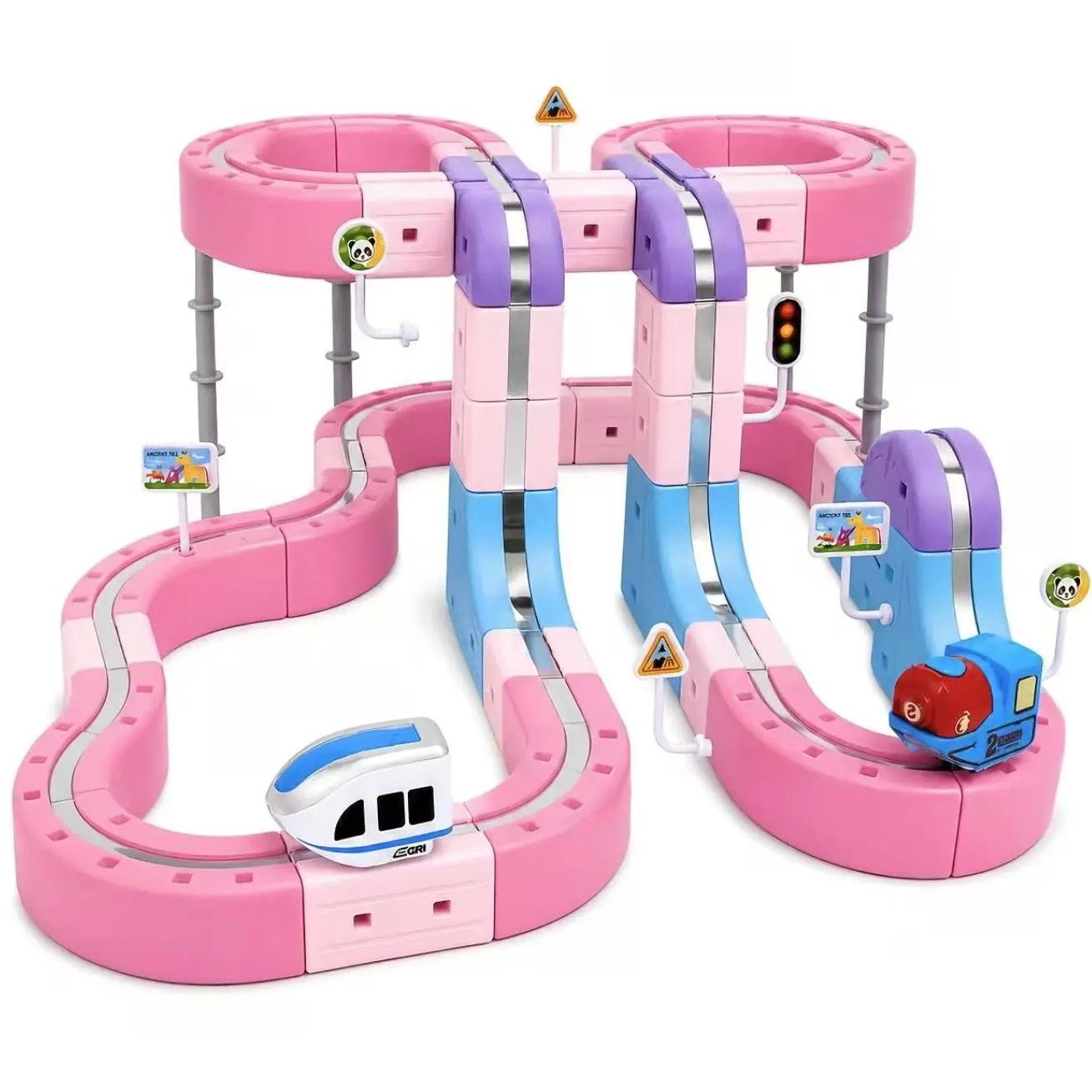 Motorized Train Set for Boys & Girls, 152PCS 3D Flexible Magnetic Track Building Set with 2 Vehicles, Gravity-Defying Railway STEM Play Toy, Includes Cells, Birthday Gift for Ages 3+