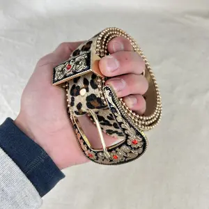 Cheetah Studded Fur Belt