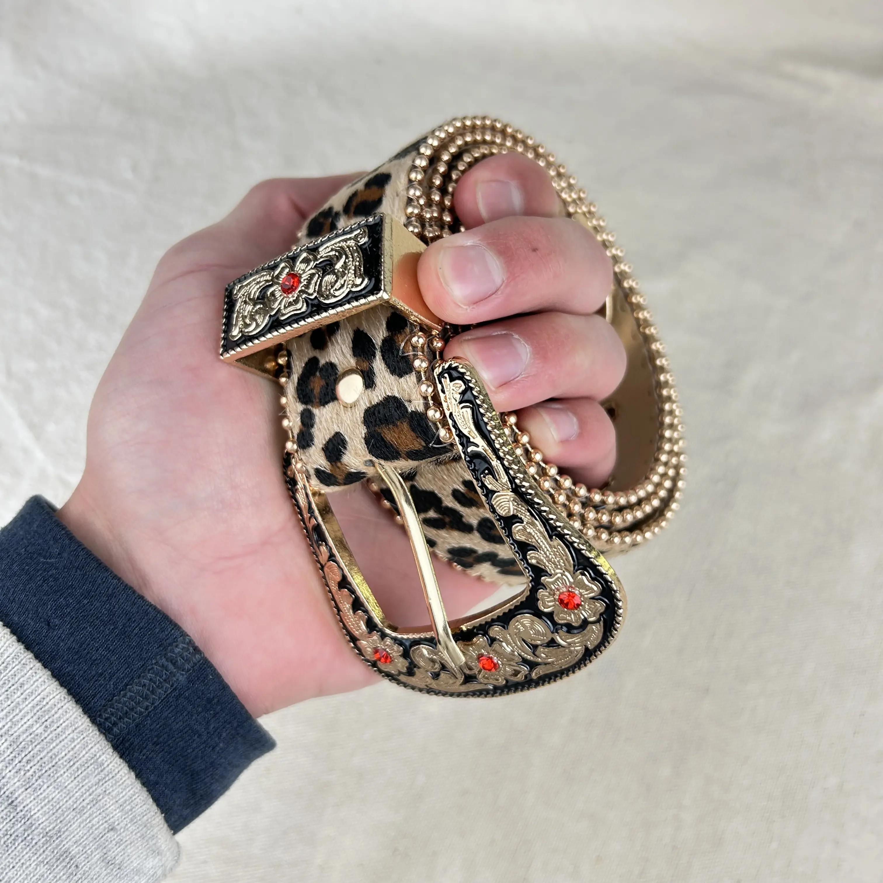 Cheetah Studded Fur Belt Cheetah Studded Fur Belt
