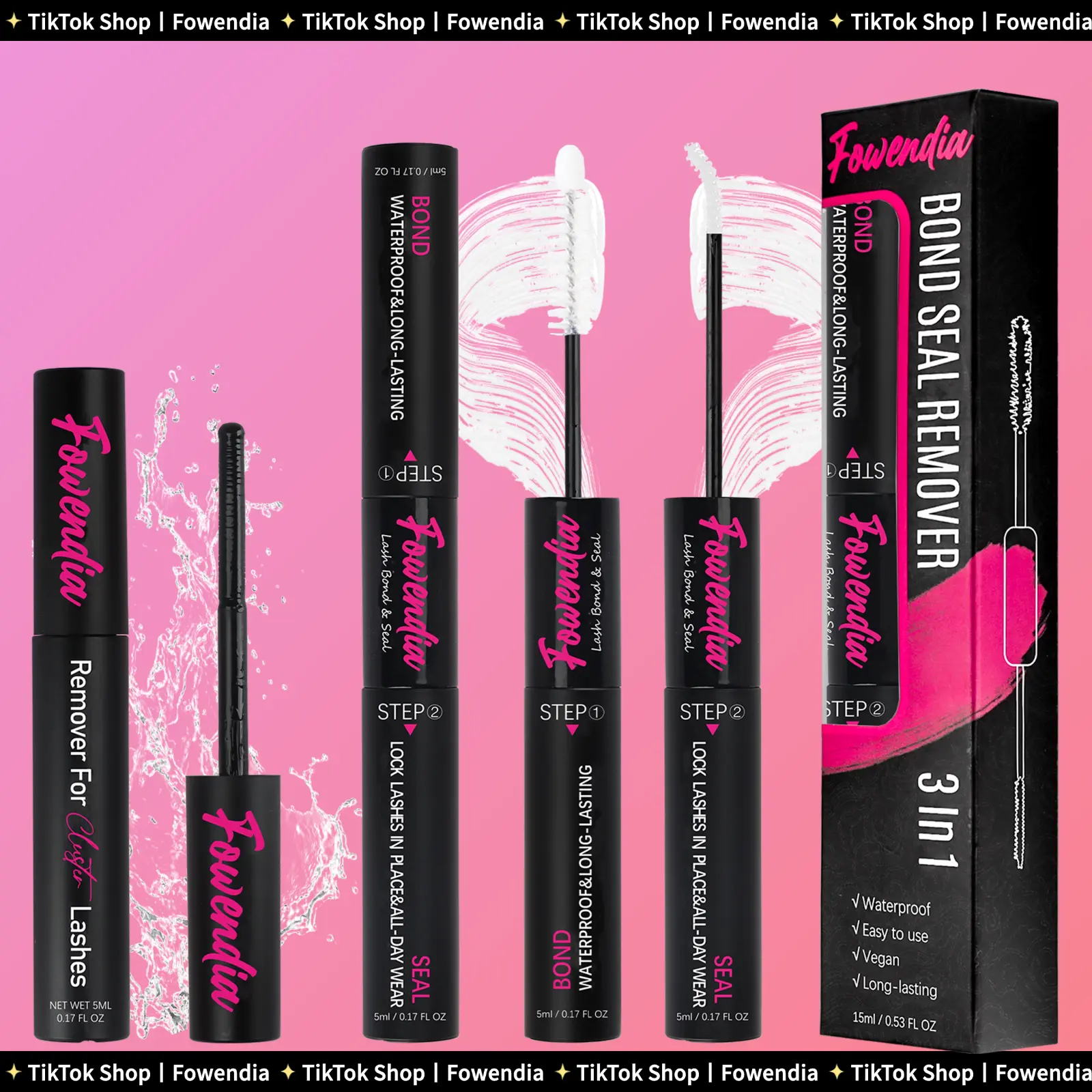 Fowendia Lash Bond and Seal with Glue Remover Kit | Beginner Friendly Makeup DIY Lash Extensions at Home | Waterproof & Long Lasting California Sunset Manga 3IN1 Set for Young Girls dealsforyoudays