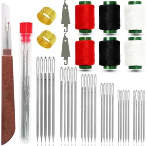 42 count Big Eye Steel Sewing  Kit, Stainless Steel  for Hand Sewing Kit, Portable DIY  Set Include 30 Steel , 6 Rolls of Thread, Seam Ripper, 2  Threader, 2 Thimbles
