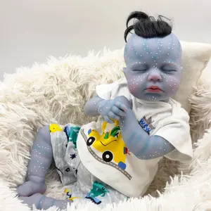 Avatar-inspired Reborn Doll, 19 Inches Tall, Handmade In Vinyl, With Realistic Newborn Skin Textures And Visible Blood Vessels, Hair Implants, - Beige Cloth Body Collection Doll Soft Silicone Reborn Doll with Washable Feel