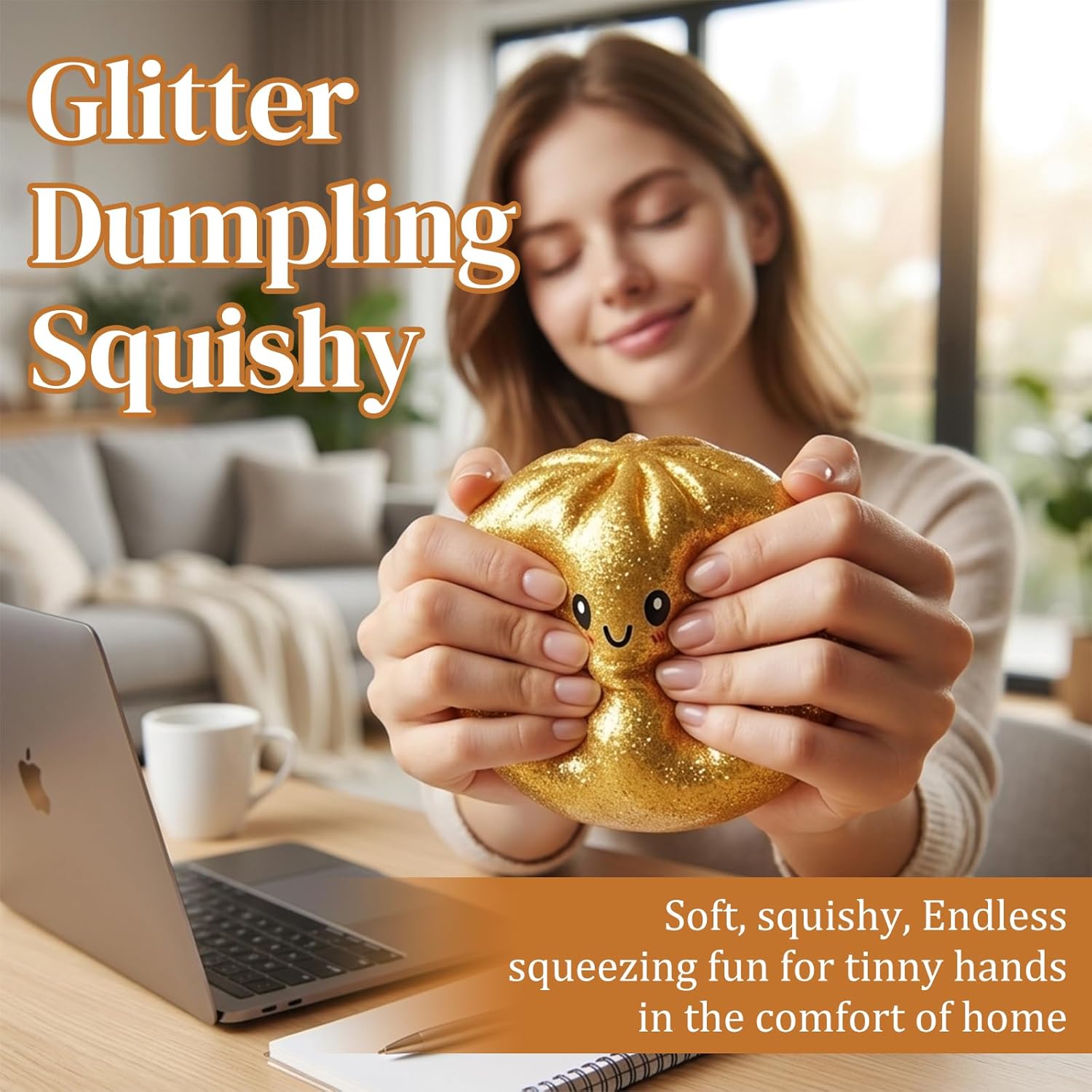 Dumpling Squishy Stress Balls Fidget Toy with Steamer, Slow Rising Sensory Squeeze Toys for Anxiety Relief, Soft Dough Ball for Kids Adults, Mystery Box Gifts for Easter Birthday