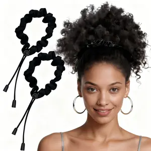 2 Pcs Adjust Satin Hair Tie, Satin Scrunchies for Women Girls, Adjustable Hair Ties for 4c Girlie Thick Curly Natural Hair, No Damage Hair Accessories for Afro Puff Loc Ponytails