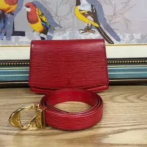 Pre-owned Louis Vuitton Red EPI Water Wave Vintage Fanny Pack with 110cm Waist Belt | Dimensions 17*12*3cm | Classic Style