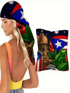 1pc Elegant Puerto Rican Heritage Motif Scarf, Ultra Soft & Lightweight, All Seasons, Versatile Square Wrap for Headband, Hair Scarf, Neck & Shoulder, Latin Fiesta Accessory