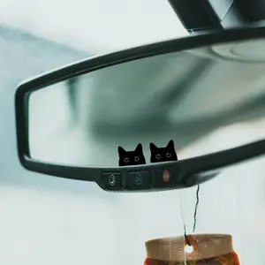 2PSC/SET cute kitten car rearview mirror stickers - peeking cat design, suitable for rearview mirror and side mirror, ideal car accessories for women and girls, laptop hard case, laptop sticker, Sticker For Cars
