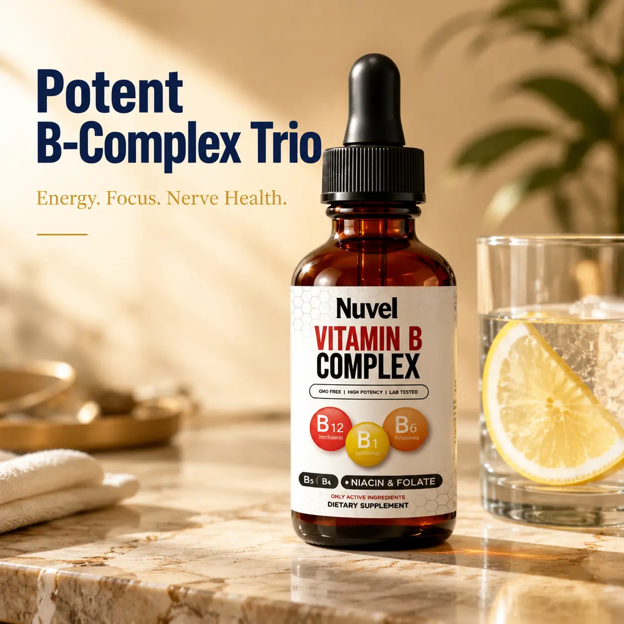 V-Daily B-Complex Trio Drops for Nerve Support and Wellness Routine