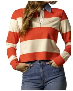 Kimes Ranch Women's Jamila Striped Long Sleeve Polo Shirt - Wto0000068-Rd001