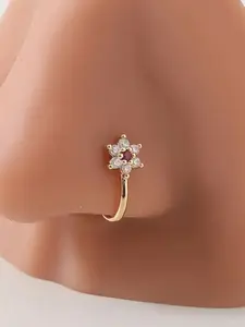 3 pieces of golden outfit, women's fashion, light luxury, sexy, adjustable U-shaped nose ring clip, plum love nose accessories, daily wear gifts