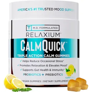 Calm Gummies with Vitamin B6 Magnesium and L Theanine Calm and Gut Health Support Gummies with Prebiotic and Probiotic Blend Lemon Flavor Gluten Free 60 Count