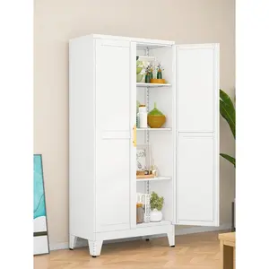 Metal Storage Cabinet - 47.2" Tall Steel File Cabinets With 2 Doors And 3 Adjustable Shelves Versatile Storage Pantry Cabinet For Home Office Warehouse Garage Or Outdoor