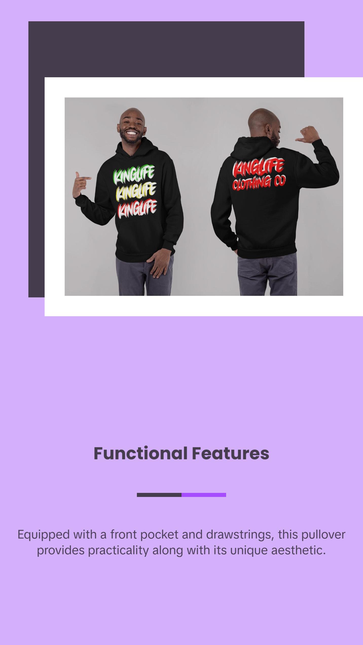 Kinglife Rasta Graphic Hoodie | Unisex Cotton-Blend Pullover | Streetwear Sweatshirt with Back Print