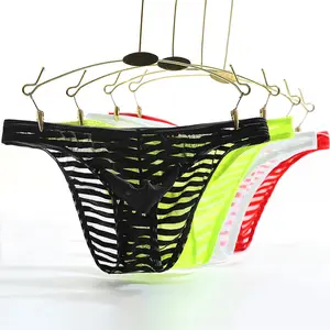 Men's Ice Silk Transparent Briefs Thin Low Waist Mesh Summer Sexy Breathable Underwear Trendy Youth Underpants