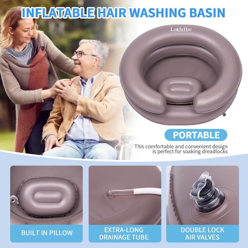 Large Portable Inflatable Hair Washing Basin for Bedridden - Wash Hair in Bed with Inflatable Shampoo Bowl.Hair Washing Basin for Elderly,Disabled,Injured,Ideal Inflatable Sink for Locs Detox