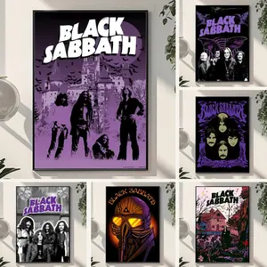 Band B-Black S-Sabbaths Poster HD Sticky Waterproof Wall Art | High Quality Print Aesthetic Home Living Bedroom Bathroom hallway Decor Trendy Room Decoration | Multiple Size Options Available