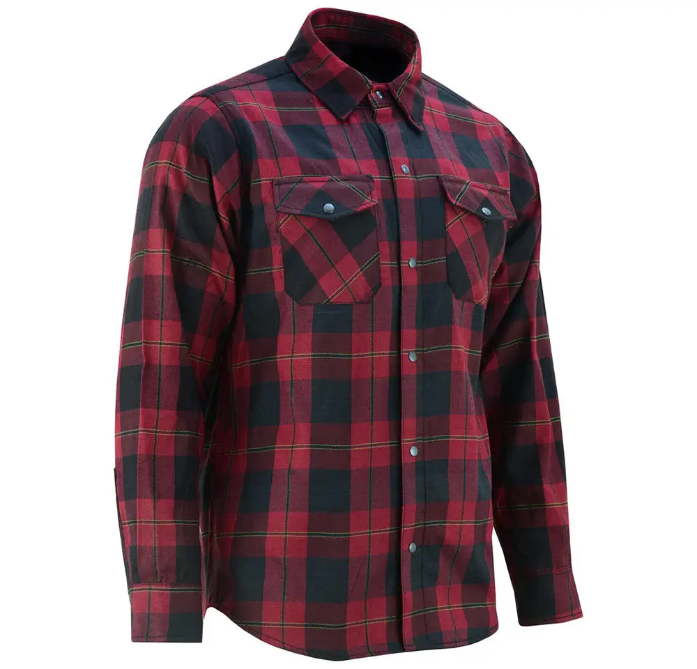 Daniel Smart Men's Durable Plaid Flannel Biker Rider Top, Long Sleeve with Heavy-Duty Snaps, 2 Pockets, Glasses Holder, American Sizing, Cloth, 2Xl, Adjustable, Left Pocket With Glasses Holder, Premium Durable Fabric, Button Down, Casual, Shirt, Snapped C
