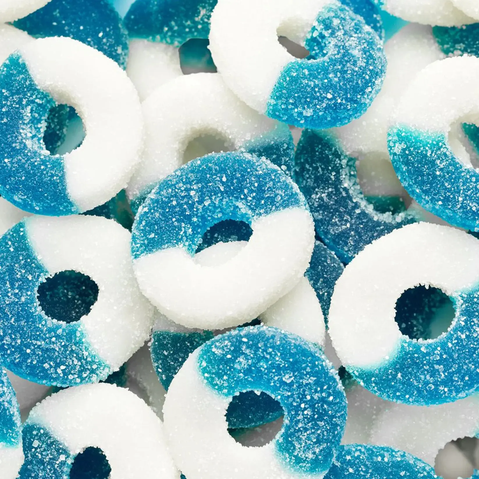 Blue Raspberry Flavored Sour Edible Gelatin Gummy Rings - Bulk, GMO-Free, Tangy Bite-Sized Fruit Sweets, Soft Chewy Everyday Treats for Cupboard Storage, Fruit Sweet Candy