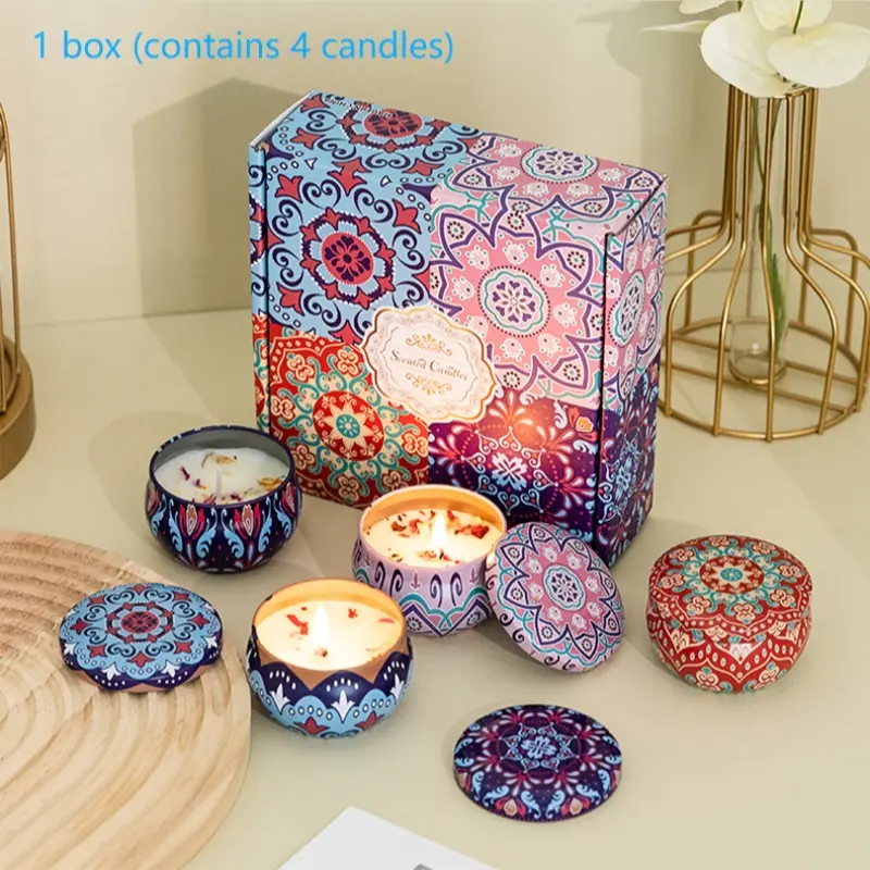 4-pack scented candle gift box set, Aromatic Floral candle, Aromatherapy candle, Christmas scented candles, Christmas gifts, home decoration soy candles, women's gifts, relaxation candles, suitable for Mother's Day, birthdays, anniversary gifts