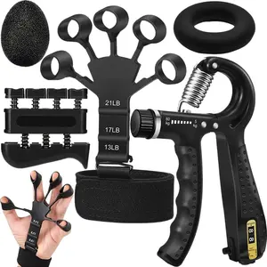 5 in 1 Grip Strength Trainer Kit - Finger Exerciser, Hand Grip Strengthener, Hand Extension Exerciser, Stress Relief Ball and Forearm Workout Ring