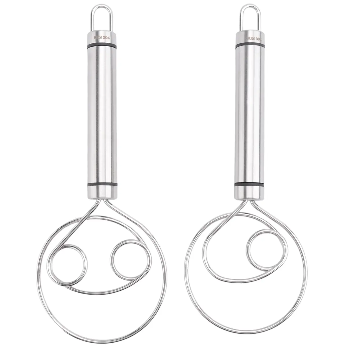 Danish Dough Whisk 2-Pack, Premium Stainless Steel Dutch Whisk Kitchen Utensils, Large Hand Mixer Bakeware for Bread, Pastry (Cycling Leisure & Outdoor Recreation Equipment Accessory)