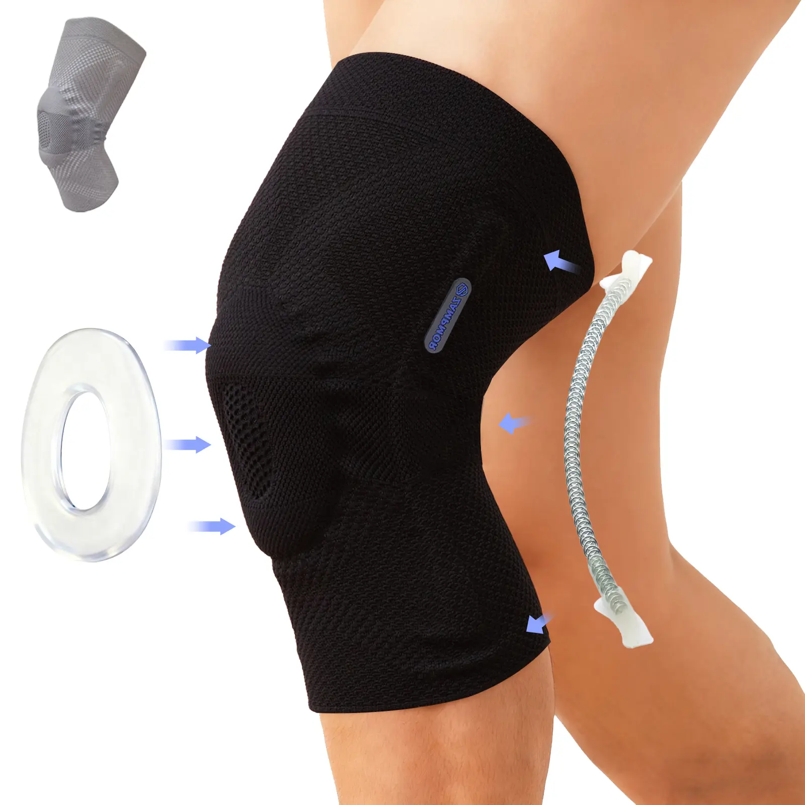 ZAMPMOR Sports Knee Brace - Breathable Adjustable Knitted Fabric Support with Patella Lock, Side Stabilizers for Men & Women’s Arthritis Pain Relief & Daily Sports