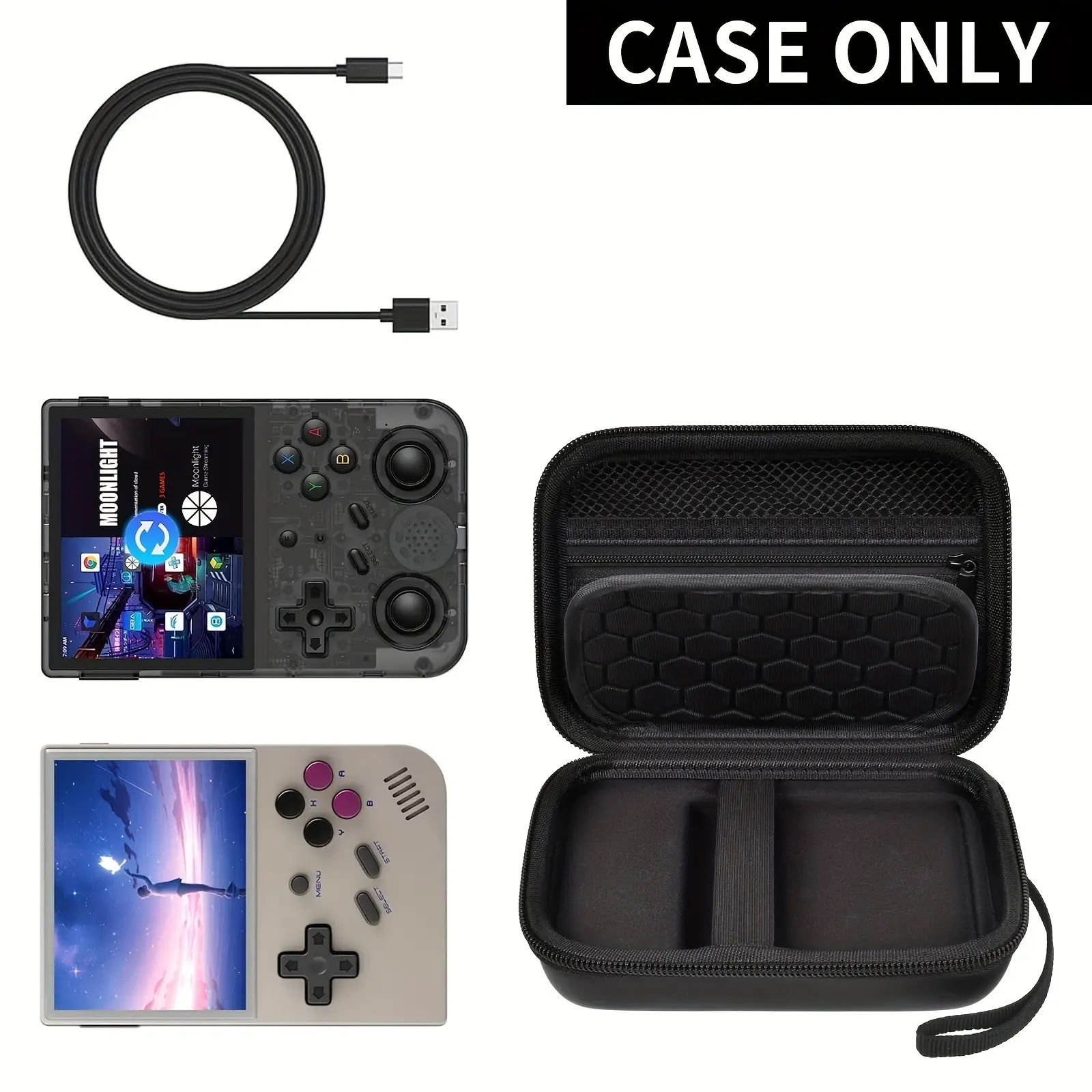 Travel Case Durable Compatible with Rg353v/rg35xx/rg353vs Retro Handheld Game Console, Storage Stand Organizer Bag, Android Gaming Carrying Box Only