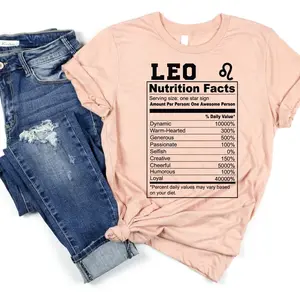 Leo Zodiac Sign Nutrition Facts Graphic T-Shirt