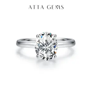 Synthetic Moissanite Oval 2 ct Solitaire Ring Classic Design 8 mm Oval Ice Cut R095