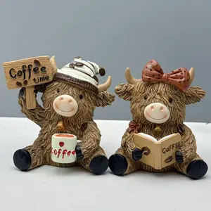 Two-Piece Coffee Table Book Cow Statue Ornament Set, Decorative Figurines, Decorative Craft Sculpture for Home & Office, Interior Decoration Accessories, Unique Gift Idea for Animal Lovers