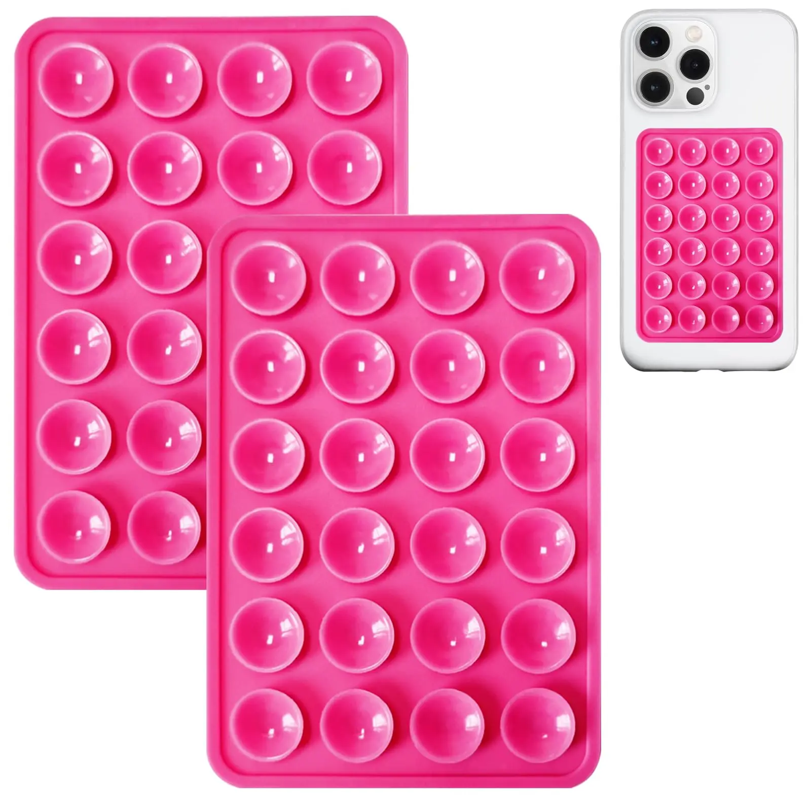 2PCS Universal Reusable Hands-Free Phone Suction Pad, Removable Mobile Mount, Compact Cell Phone Holder for Indoor Use