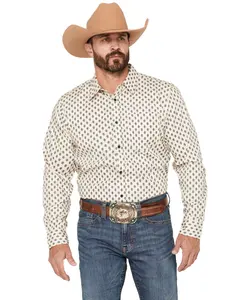 Gibson Trading Co Men's Men'S Old West Geo Print Long Sleeve Button-Down - Gmfa26w18-Tan