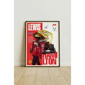 [Racing Decor - Sale Up To 40%] [Unframe] LewisHamilton Ferrari Poster, Ferrari Formula Racing Wall Art, F1 Motorsport Print, 2025 Racing Season Decor, Motorsport Fan Gift