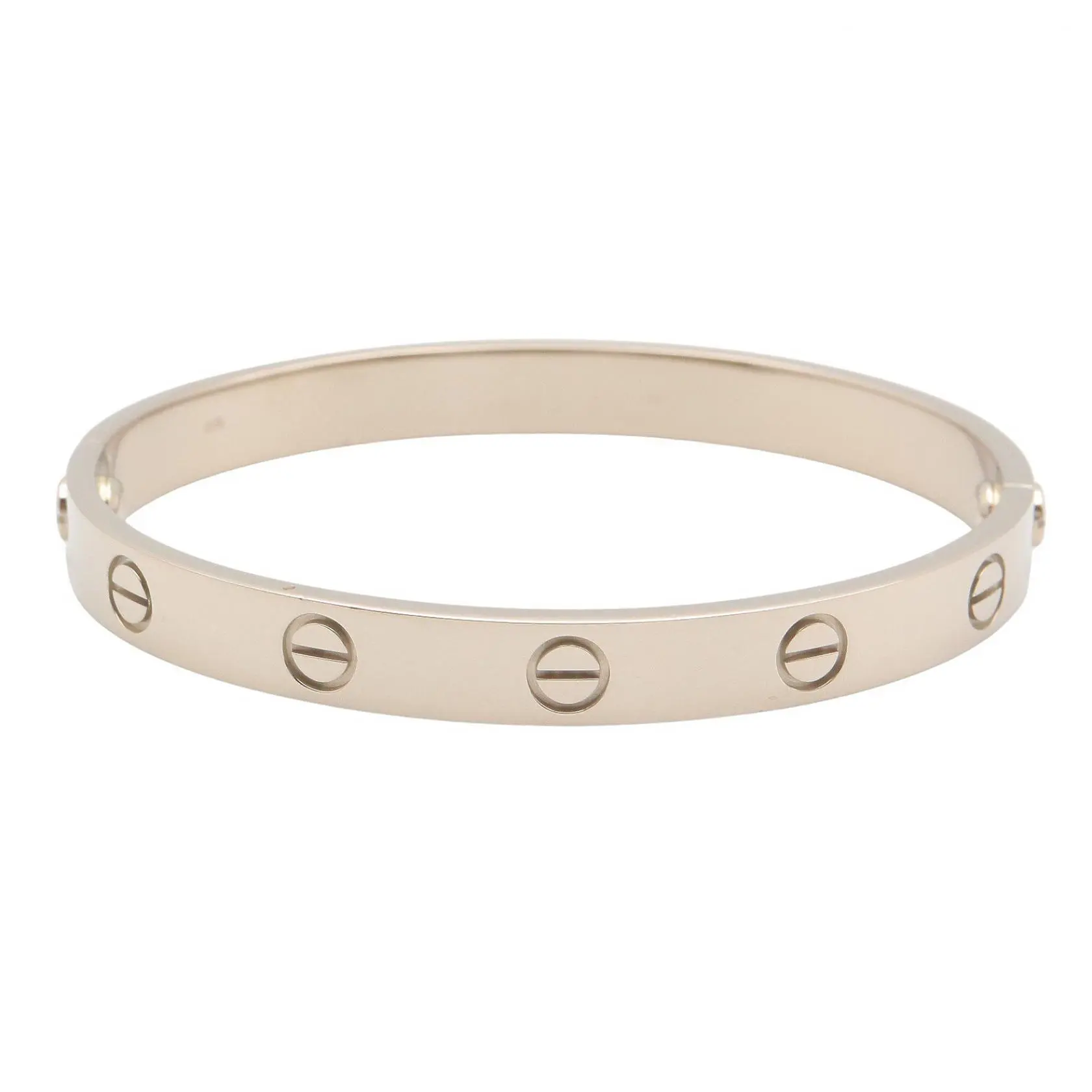 Pre-owned Cartier 18K White Gold (Au750) Small Leather Goods LOVE Au750 Bracelet Size 16