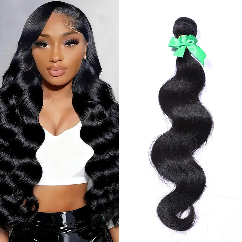 BINF 8 Inch Human Hair Bundles One Bundle 100% Unprocessed Brazilian Virgin Hair Extensions Natural Black Available in Body/Loose Wave Double Weft Virgin Human Hair Bundles Natural Black