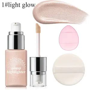 pump Liquid Highlighter Makeup, Cream Glassy Highlighter for Face Natural Glow Finish Illuminator Buildable Long Lasting Illuminating Glow Makeup - 01 Light Glow