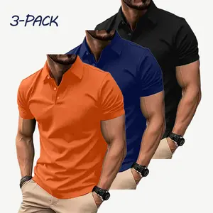 Men's 3-piece fitted Polo shirt—simple solid colors, skin-friendly and comfortable, suitable for everyday wear and outdoor activities