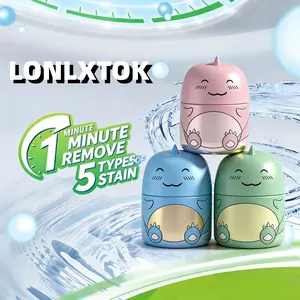 LONLXTOK 3PCS Solid Toilet Bowl Cleaners - Cute Dinosaur-Shaped Bathroom Tank Cleaning Bottles with Ocean Jasmine, Peach, Strawberry Scents, 24-Month Long-Lasting Nature-Infused Home Care Supplies