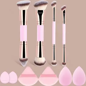 Yzimeng 10-Piece Makeup Tool Set, Includes Dual-Ended Brushes & Sponge Applicators, Perfect for Liquid Foundation & Powder Application