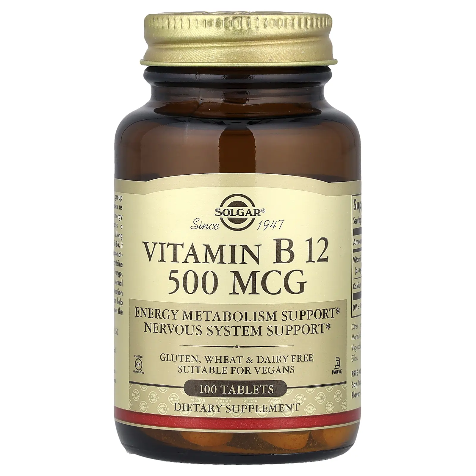 Solgar Vitamin B12, 500 mcg, 100 Tablets