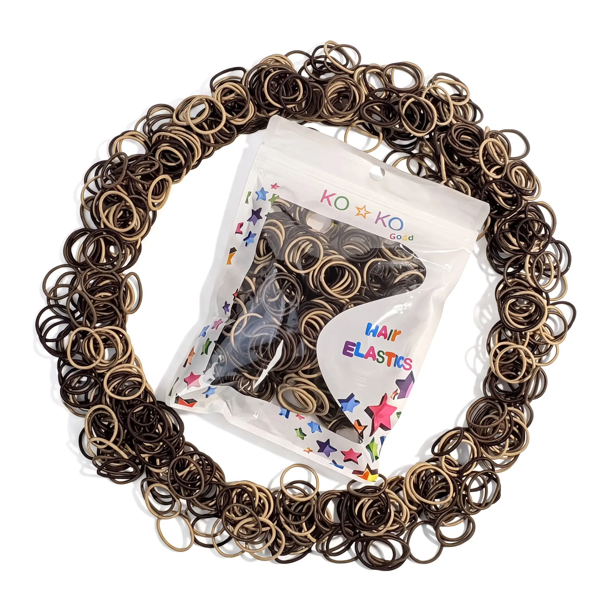 500PCS Small Seamless Kids Hair Elastics,  Brown Coffee Tan Mix, Soft Mini Hair Ties for Toddler Girls Braids,toddler hair ties kids hair elastics mini hair rubber bands little girl hair ties