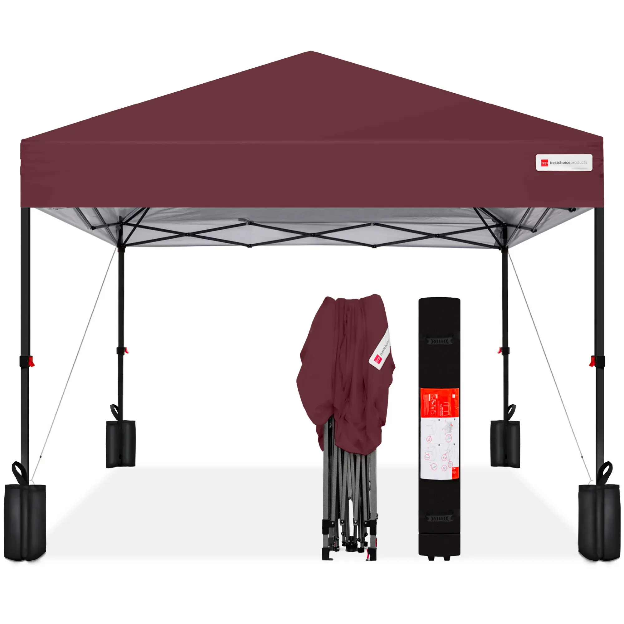 Best Choice Products 8x8ft Easy Setup Pop Up Canopy w/ 1-Button Setup, Wheeled Case, 4 Weight Bags Best Choice Products 8x8ft Easy Setup Pop Up Canopy w/ 1-Button Setup, Wheeled Case, 4 Weight Bags