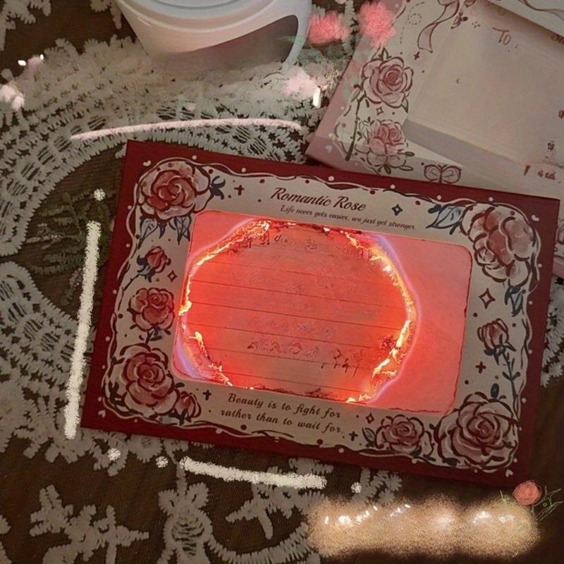 [Burning Greeting Card] DIY Burning Greeting Card | Flowers Commemorative Blessing Burning Envelope Set with Handmade Birthday High-Value Thin Card Material Pack